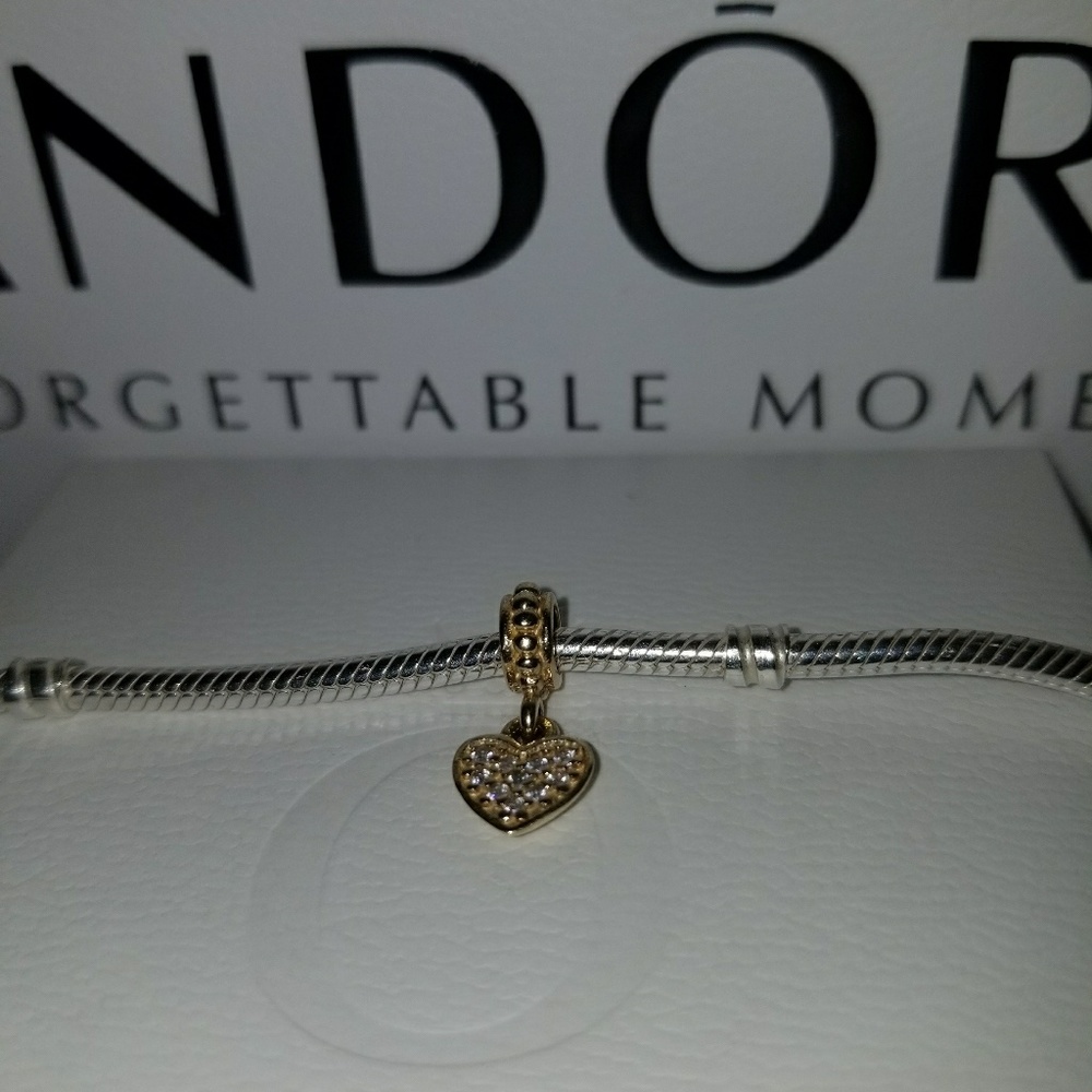 Pandora 17cm Sterling silver w/14k Gold clasp - Picture 2 of 3